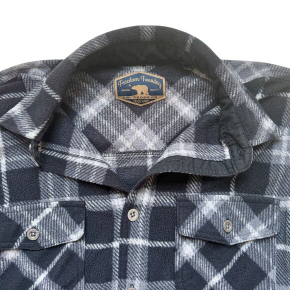 Freedom Foundry Men’s Black White Plaid Flannel Long Sleeve Button Up Shirt L - Picture 3 of 5